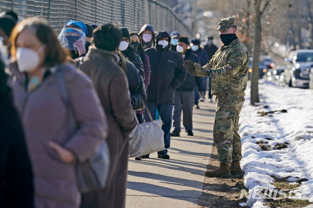 2월24일(현지시간) 미국 뉴욕의 신종 코로나바이러스 감염증(코로나19) 백신 접종소 풍경.