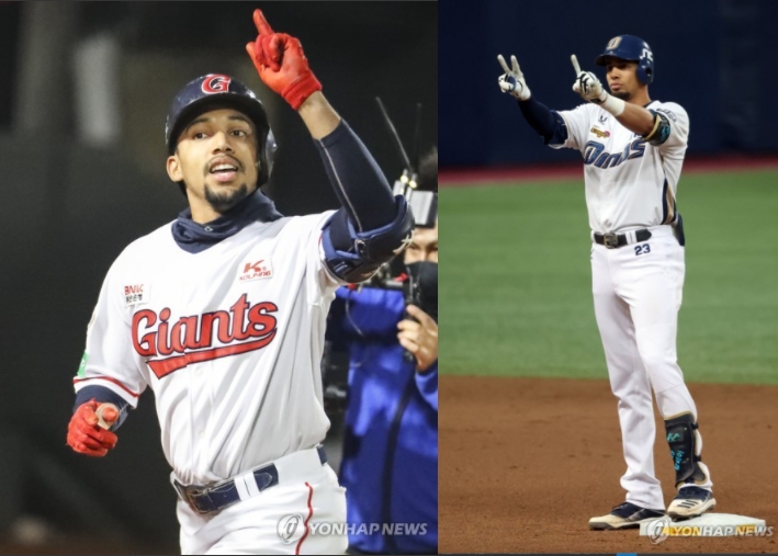 NC 8번타자로 맹활약을 했던 애런 알테어(오른쪽)는 올시즌 5번타자로, 롯데의 딕슨 마차도는 9번타자로 변신을 꾀하고 있다.