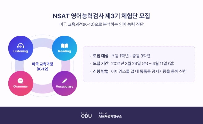 NHN에듀, NSAT 영어 능력검사 체험단 모집