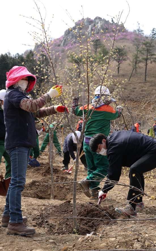 강진군이 지난 24일 강진군 신전면 주작산 자연휴양림 일원에서 제76회 식목일의 날 행사를 진행했다/사진=강진군