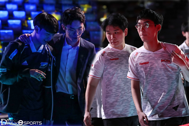 (왼쪽부터)농심 '덕담' 서대길, 배지훈 감독, kt 최천주 코치, '유칼' 손우현.