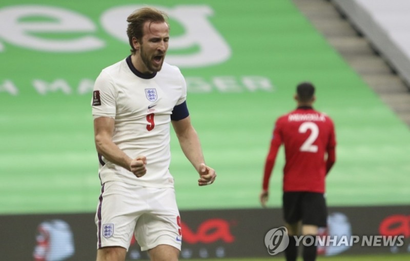 A매치는 축구 국가대표팀끼리의 공식 경기를 의미하는 단어이다. 사진은 지난 29일 잉글랜드와 알바니아의 카타르 월드컵 유럽 지역예선에서 잉글랜드 해리 케인이 골 세리모니를 하는 모습. (AP=연합뉴스)
