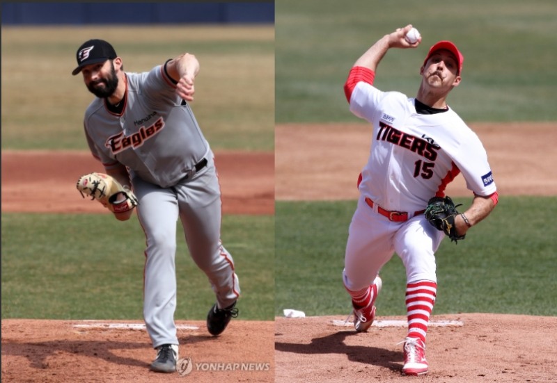 새로운 외국인투수 한화 라이언 카펜터(왼쪽)와 KIA 다니엘 멩덴