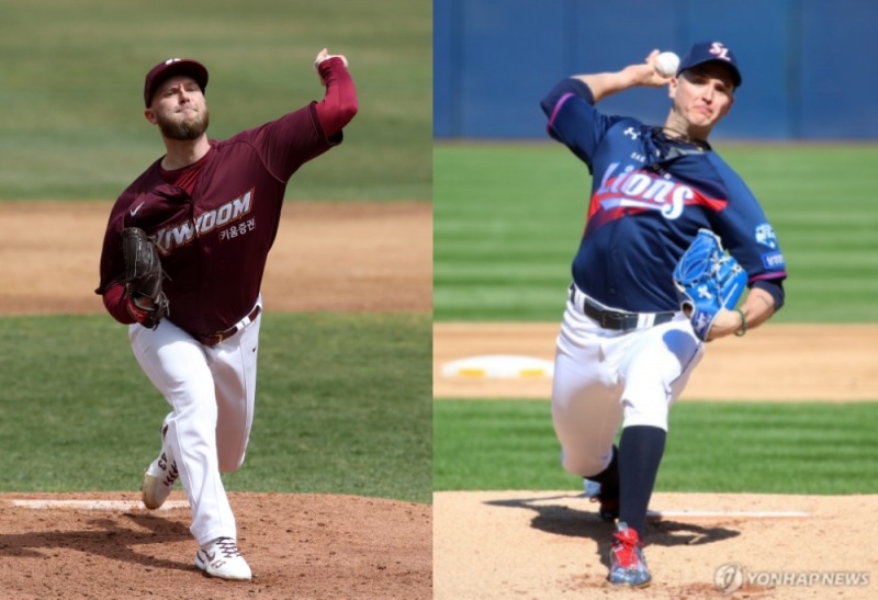 고척에서 맞붙는 에릭 요키시(왼쪽)와 데이비드 뷰캐넌