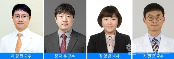성균관대의대삼성서울병원감염내과허경민교수(왼쪽부터),가천의대길병원예방의학과정재훈교수,국민건강보험공단빅데이터실김영은박사,서울아산병원호흡기내과지원준교수