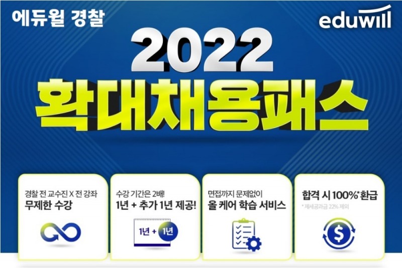 에듀윌 경찰, 경찰공무원 2022 확대채용패스 '기간 한정 할인 이벤트' 마감 임박