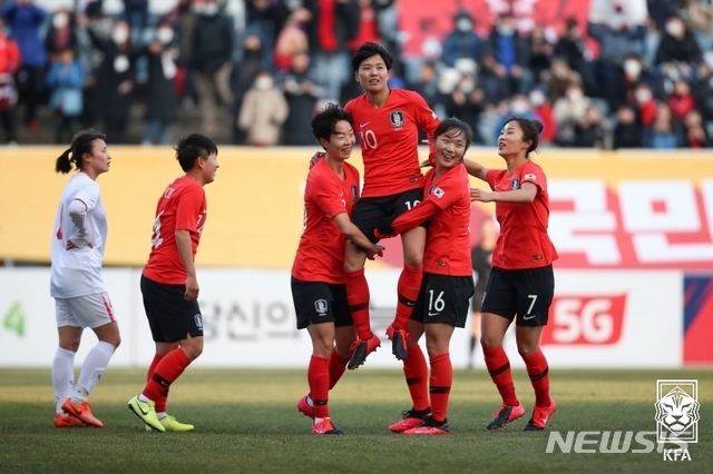 사상 첫 올림픽 본선에 도전하는 여자축구대표팀. (사진=대한축구협회 제공)
