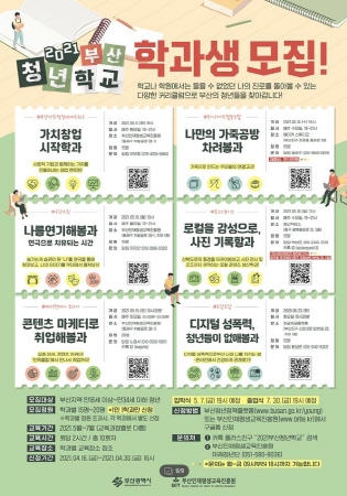 부산시, '부산청년학교' 학과생 모집
