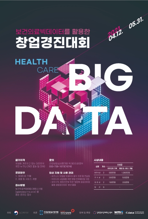 심사평가원, '2021년 보건의료빅데이터 활용 창업경진대회' 개최