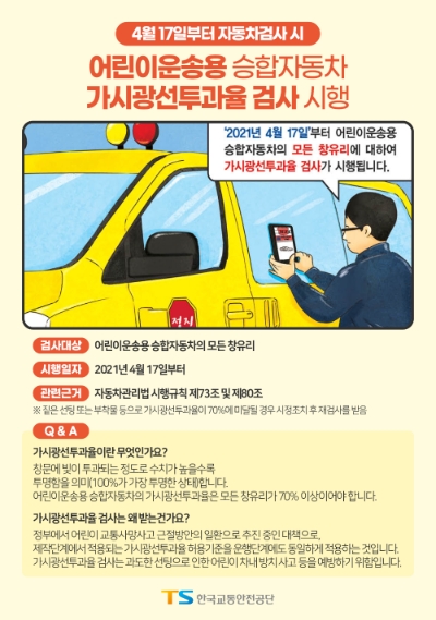 한국교통안전공단, 자동차검사 시 어린이운송용 승합자동차 선팅 검사 시행