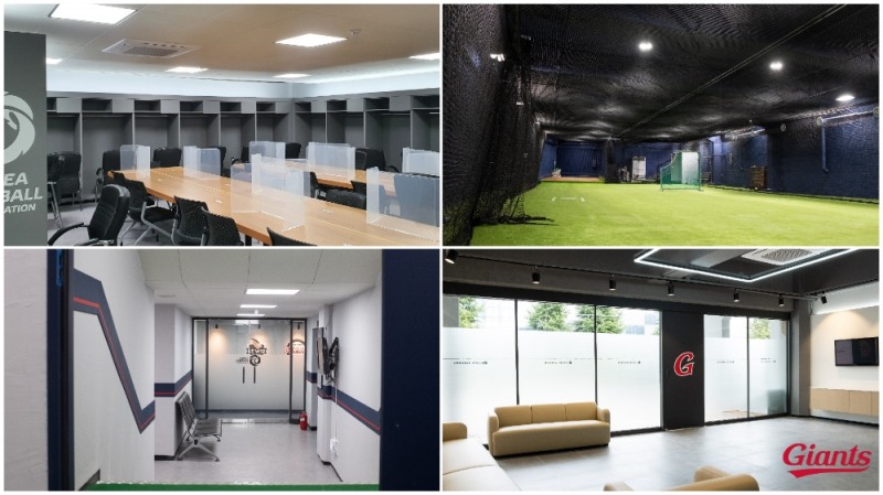부산 사직구장 원정팀 클럽하우스 리모델링 완료된 내부 전경