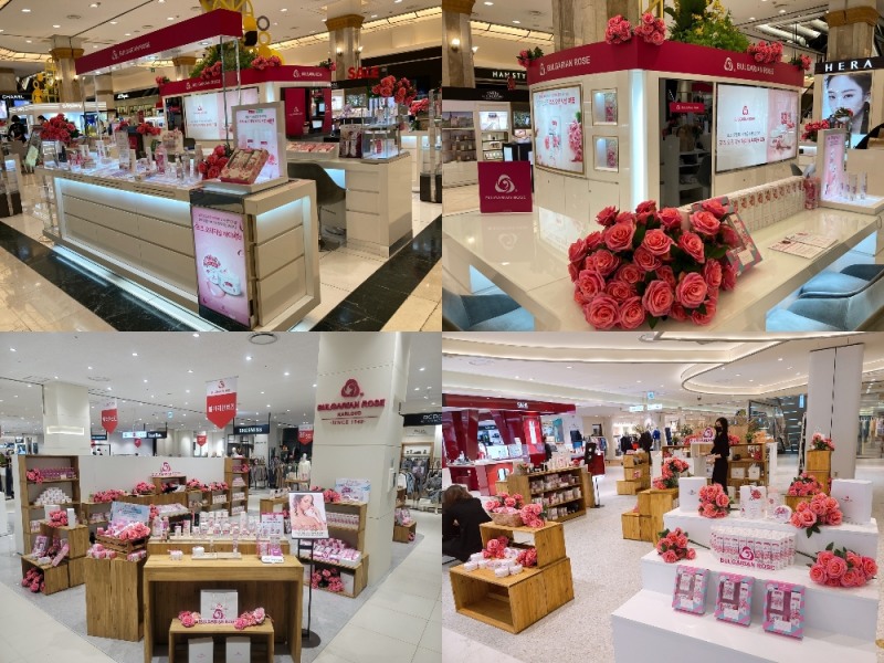 (시계방향 순)대구 대백프라자(1,2번 사진), 롯데백화점 영등포점, 롯데몰 진주점 전경