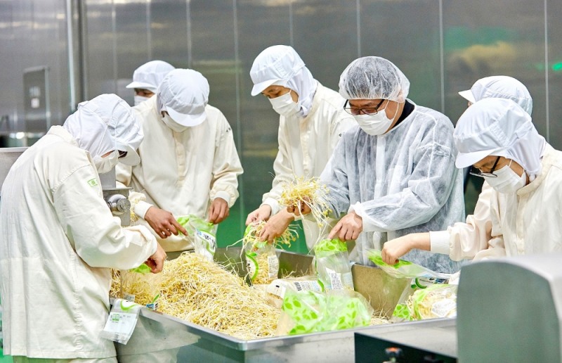 [비욘드포스트 포토] 발달장애인 근로자들이 선보인 ‘국산콩 무농약 콩나물’