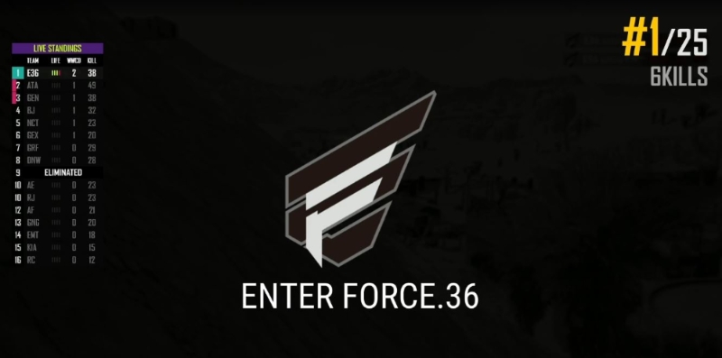 매치6과 매치7에서 치킨을 획득한 엔터포스36(사진=PWS 중계 화면 캡처).