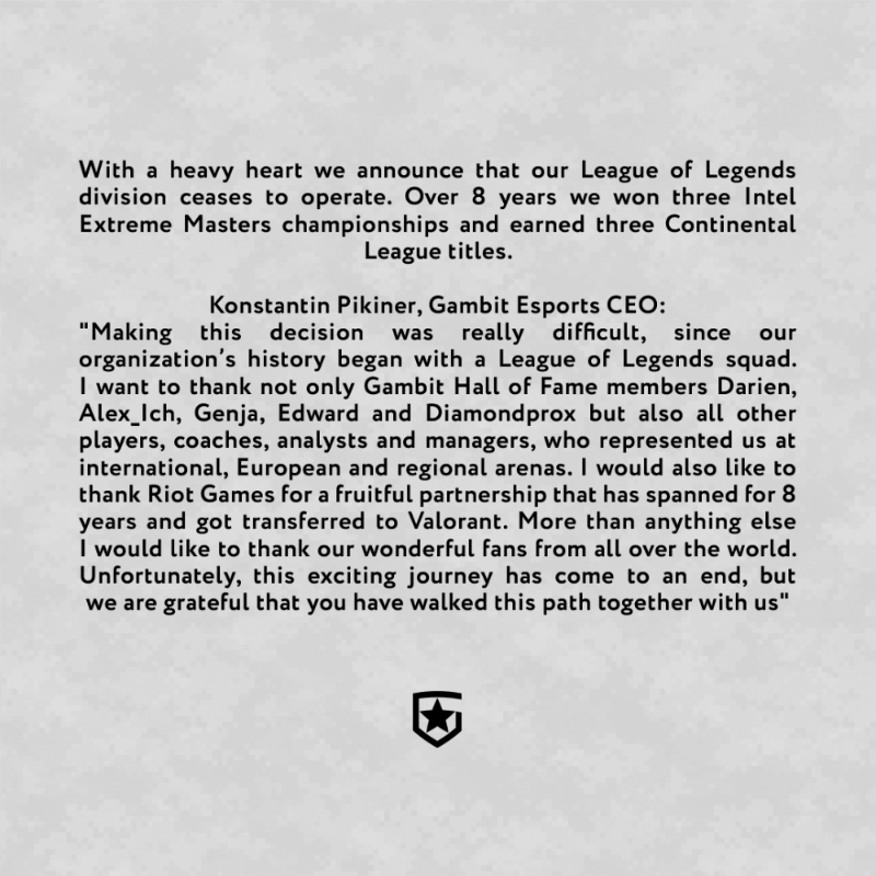 (사진=갬빗 e스포츠 공식 SNS 발췌).