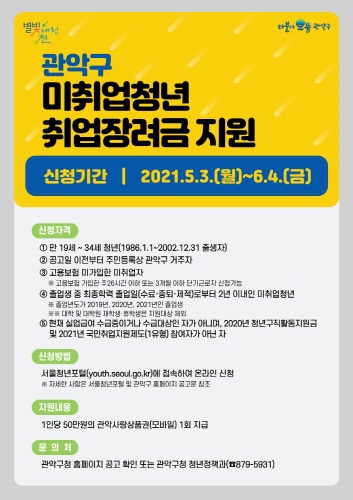 관악구, 미취업청년 취업장려금 50만 원 지원