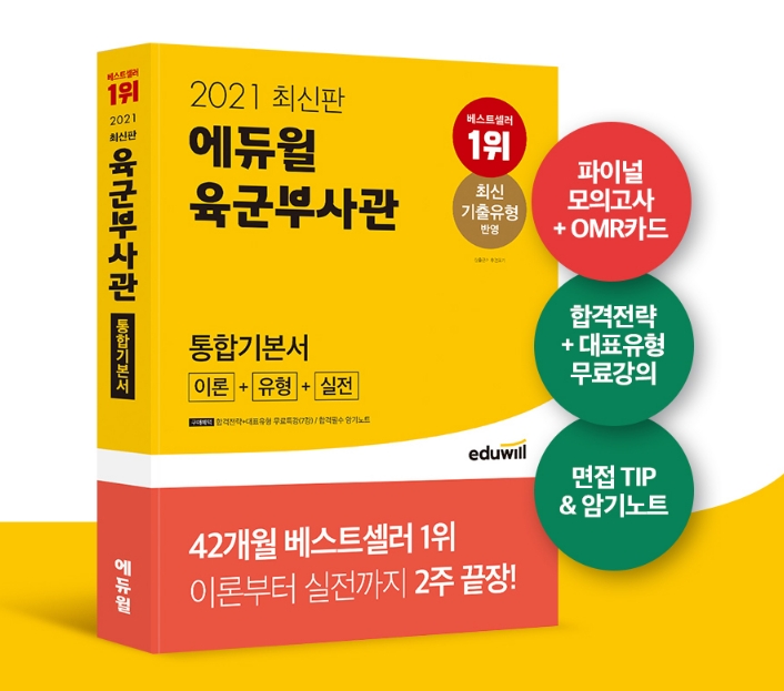 에듀윌 육군·해군부사관 통합기본서 교재, 4월 베스트셀러 1위 및 3위 차지