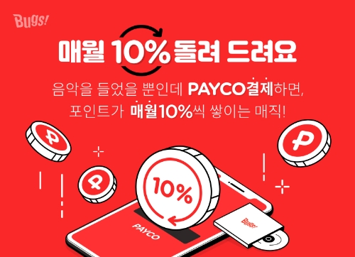 벅스, 자동결제 회원 혜택 강화…“매월 10% 돌려 드려요”