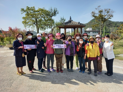 신안군 안좌면여성단체협의회(회장 임선자)는 6일 가정의 달을 맞아 어버이 은혜에 보답하고자 50세대 독거노인 어르신댁을 방문해 효사랑 카네이션 달기 행사를 추진했다/사진=신안군