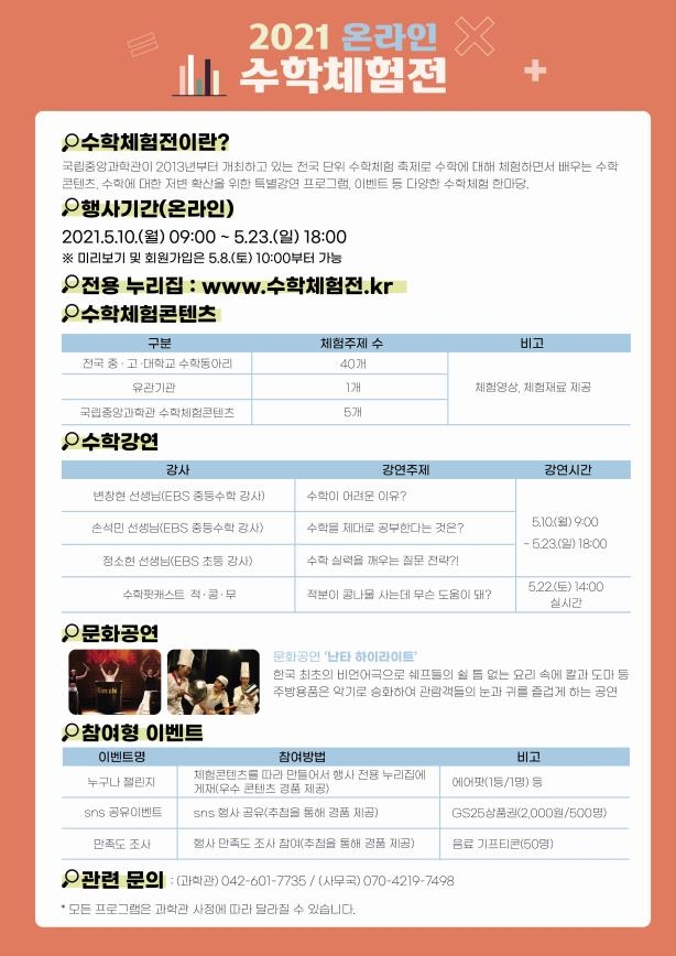 2021 온라인 수학체험전 포스터 / 사진제공=국립중앙과학관