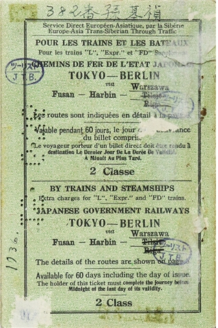 손기정이 사용한 동경-베를린 이동 티켓