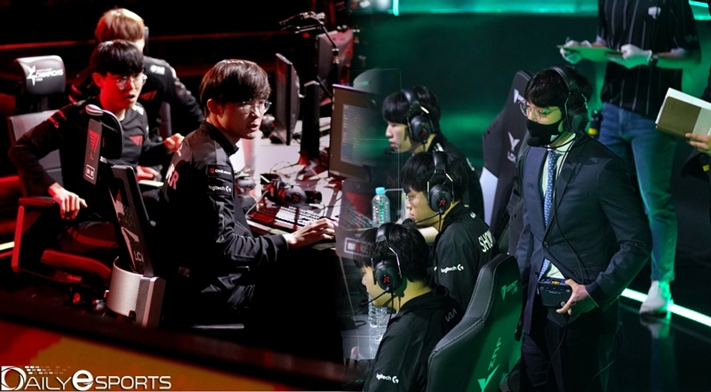 T1(왼쪽)과 담원 기아.