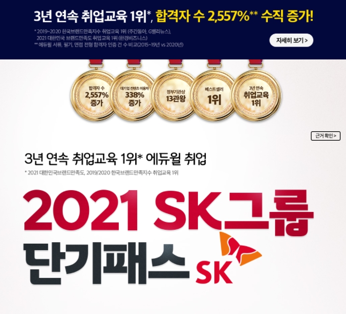 에듀윌 취업, 초단기 합격 위한 정석 '2021 SK그룹 단기패스'