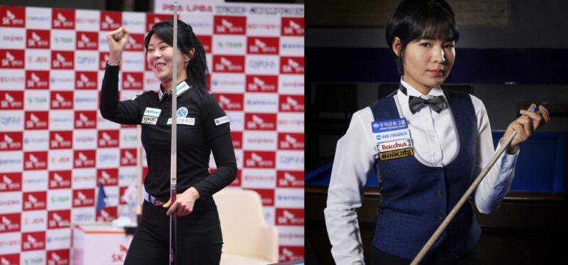 첫 결승대결을 벌이는 김가영(왼쪽)과 스롱피아비(사진출처=PBA.브릴리언트 빌라아드)
