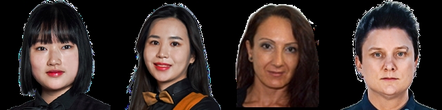 남자선수들을 위협하는 여자 4인방. 왼쪽부터 한지은, 김진아, 대게너,크롬펜하우어(사진출처=파이브앤식스)