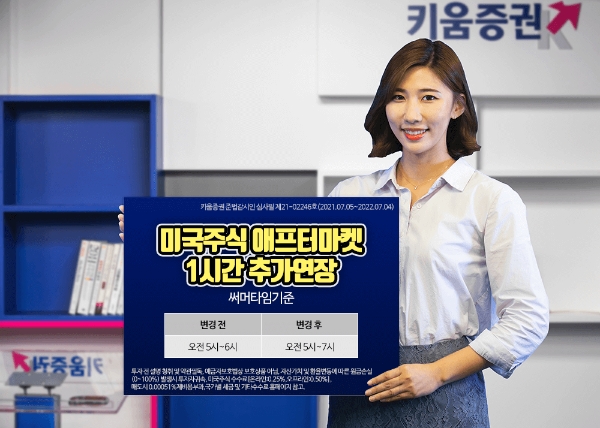 키움증권, 미국주식 애프터마켓 거래시간 한시간 추가 연장