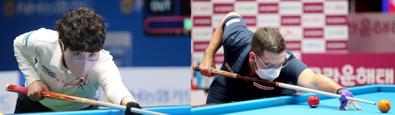 팀리그 데뷔전서 승리한 휴온스의 김세연(왼쪽), 팔라존(사진=PBA제공)