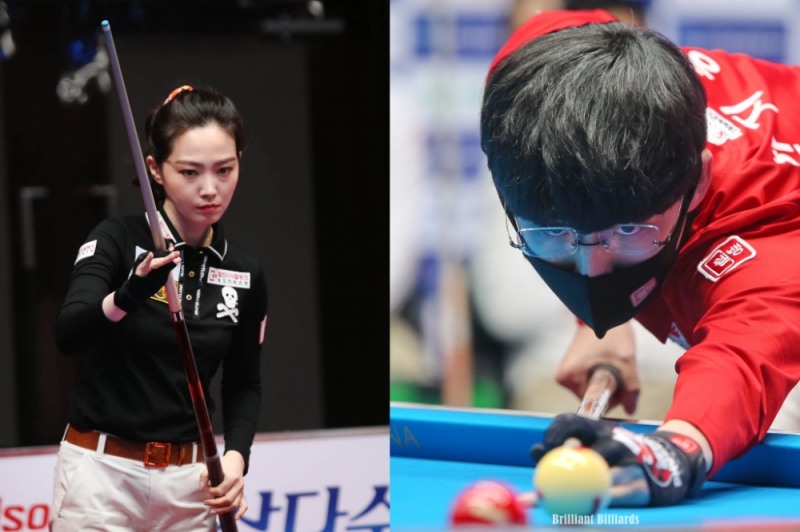 7차전 수훈갑 차유람(왼쪽)과 한지승(사진=PBA.브릴리언트 빌리아드)