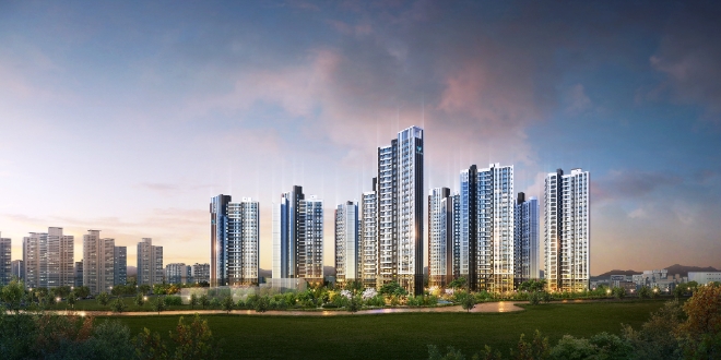 최근 핫한 시장으로 떠오르고 있는 충남권에서 다음달 분양하는 아산 한라비발디 스마트밸리 투시도 / 제공 = ㈜무궁화신탁