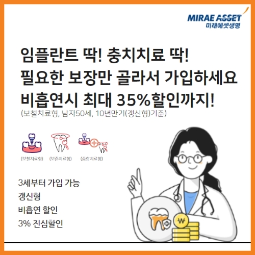 미래에셋생명, ‘온라인 비흡연딱딱치아보험’ 인기
