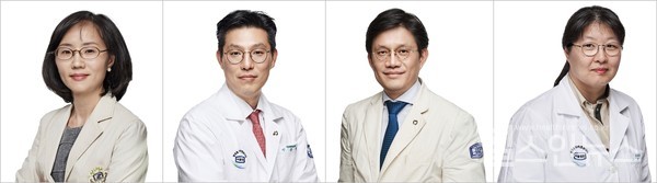 (왼쪽부터)가톨릭대서울성모병원영상의학과오순남,대장항문외과이윤석·이인규,종양내과이명아교수