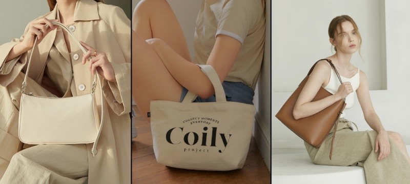 사진은 왼쪽부터 아보네 ‘리브백(LIV BAG)’, 코일리 ‘코튼 로고 토트백(Cotton Logo Tote bag)’, 하고백 ‘플레인 백(Plain Bag)’