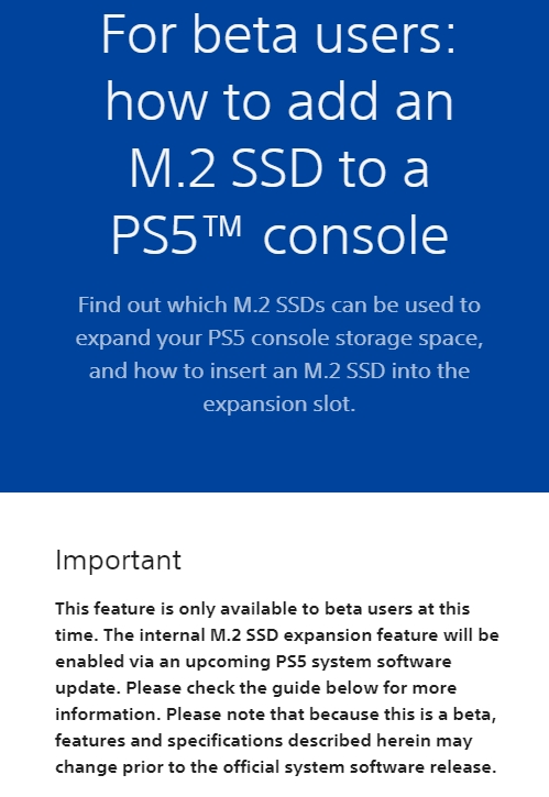 PS5, SSD 확장 가능해졌다