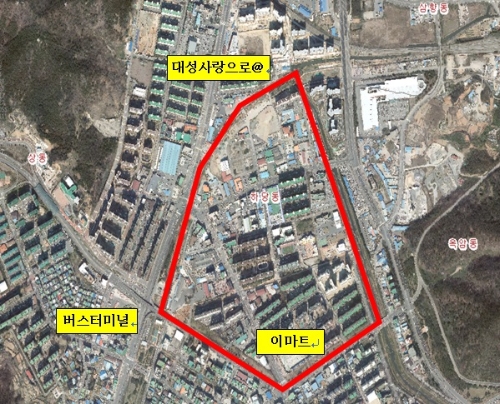 목포시 하당 이마트 주변 상수도관 응급복구 단수구역/사진=목포시