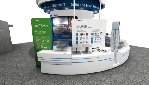 (2021 코리아빌드 포스코 이노빌트관 친환경존 조감도) 2021 코리아빌드 포스코 이노빌트 (INNOVILT) 관의 친환경존 (Zone). 포스코의 대표적인 친환경 강건재 제품인 중공철근 , 합성보 , 태양광발전 지지대 , 친환경 가로수 생육 솔루션인 포스맥 배리어 (PosMAC Barrier) 등을 볼 수 있다/사진=광양제철소