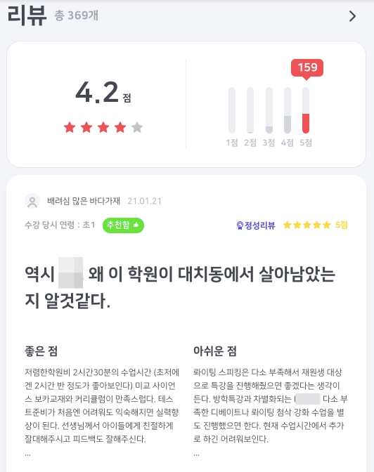 학원 정보 플랫폼 ‘강남엄마’, 학원 수강 후기 기능 고도화