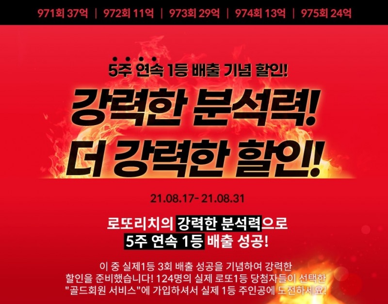 5주 연속 로또 1등 조합 배출 로또리치, 할인 이벤트 진행