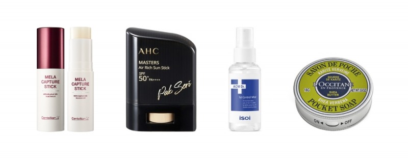 센텔리안24 ‘마데카 멜라 캡처 스틱’, AHC ‘마스터즈 에어 리치 선 스틱’, 아이소이 ‘아크니 닥터 1st 컨트롤 미스트’, 록시땅 ‘시어 버베나 포켓솝’