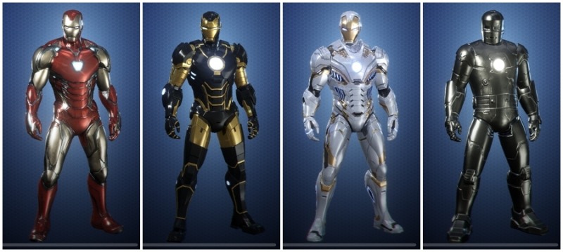 왼쪽부터 '어벤져스: 엔드게임', '모던', '뉴 스타크 시티', '마크-1' 컨셉트로 구성한 '아이언맨' 코스튬