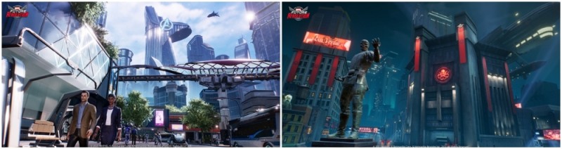 '뉴 스타크 시티(왼쪽)'와 '하이드라 제국'.