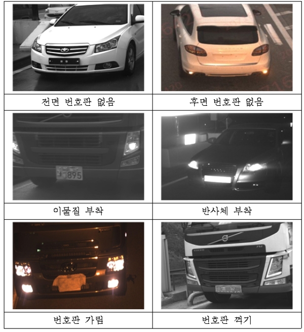 번호판 훼손 유형/ 사진 = 한국도로공사