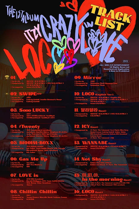 ITZY, 첫 정규 앨범 ‘CRAZY IN LOVE’ 트랙리스트 공개…타이틀곡은 'LOCO'