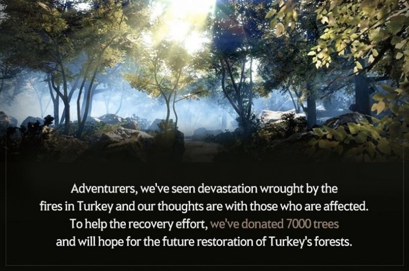 펄어비스, '검은사막' 이용자와 함께 산불 피해 터키에 묘목 기부