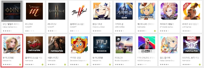 웹젠, 집단육성 MMORPG ‘뮤 아크엔젤2' 앱마켓 매출순위 TOP 10 안착