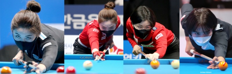 왼쪽부터 김가영,차유람, 이미래, 스롱(사진 PBA, 브릴리언트 빌리아드)