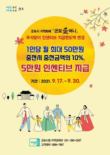 군포시, 지역화폐 '애머니' 인센티브 확대지급 이벤트 실시